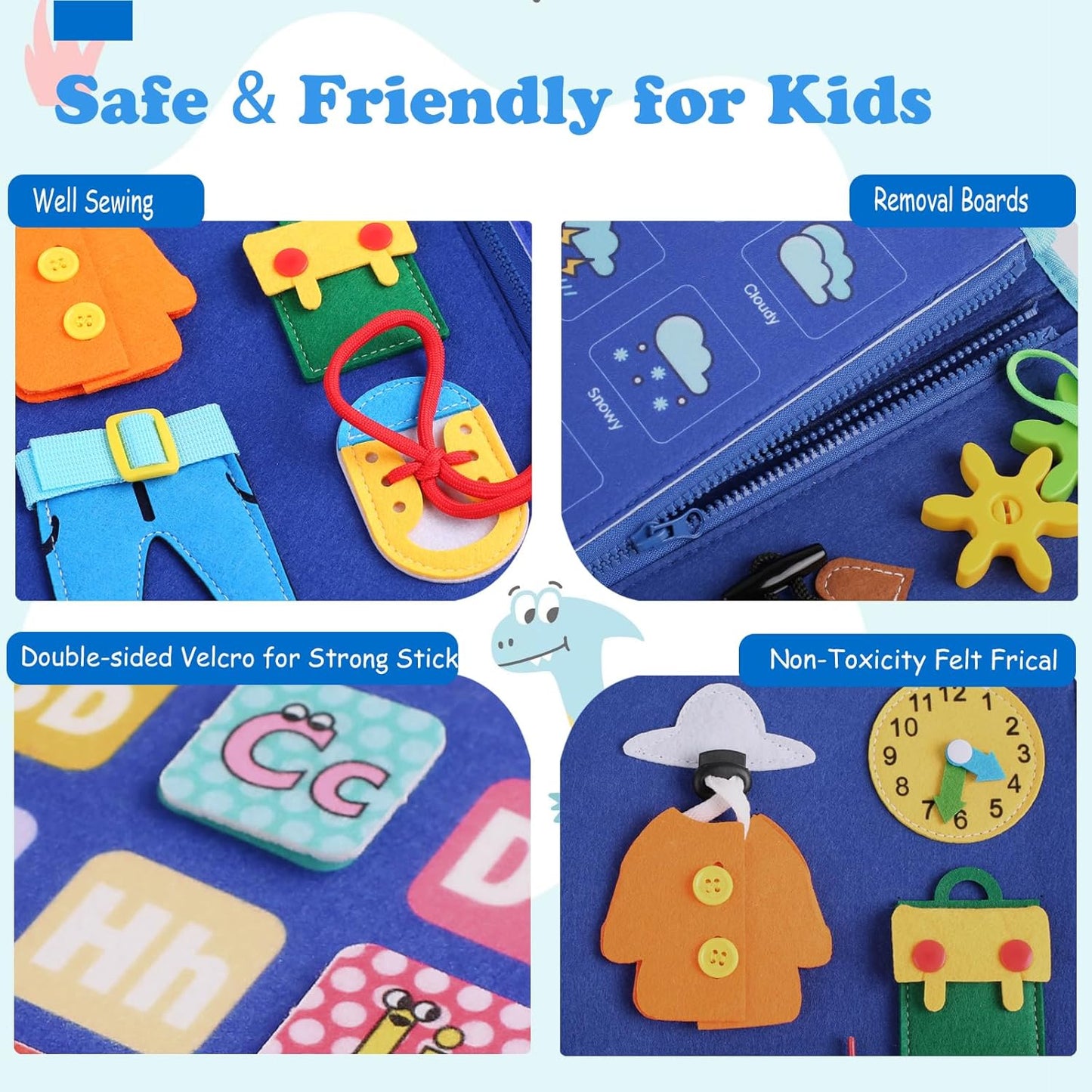 Toddlers Busy Board Montessori Toys || 5 Leaf 10 Page