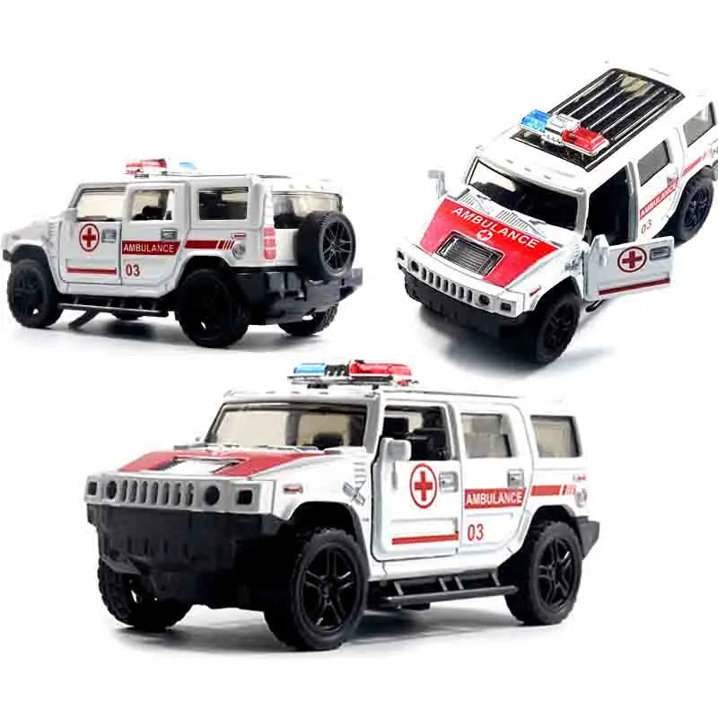 Toy Police Car Fire Truck Public Security Car Children's Toys with Sound Light Alloy Car Model Return Toys