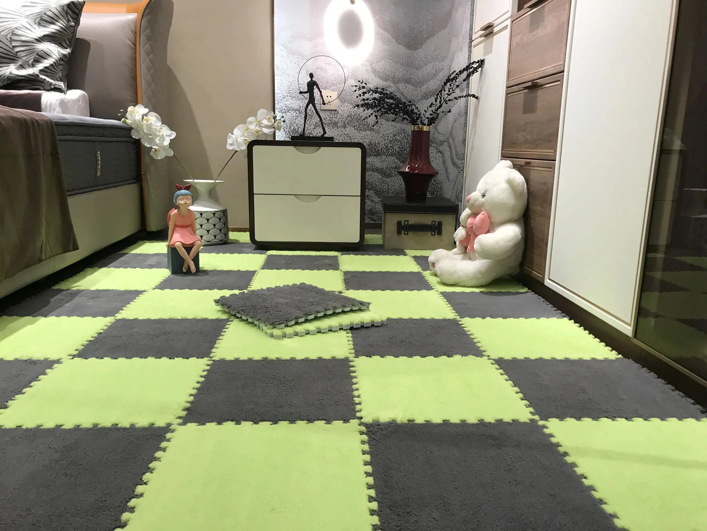 Soft Luxury Velvet EVA Foam Baby Play Mat – (10 pcs) Set