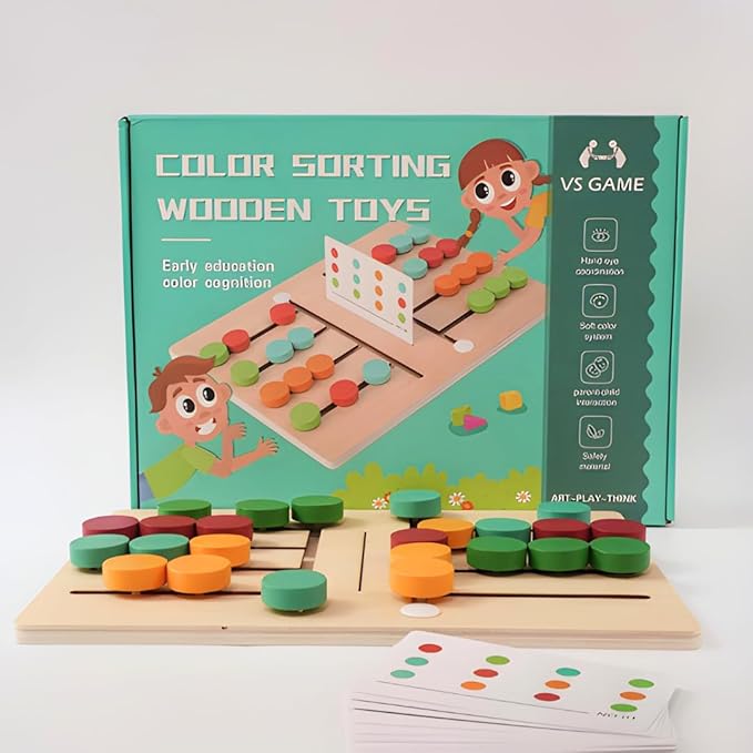 Wooden Color Sorting & Sliding Puzzle