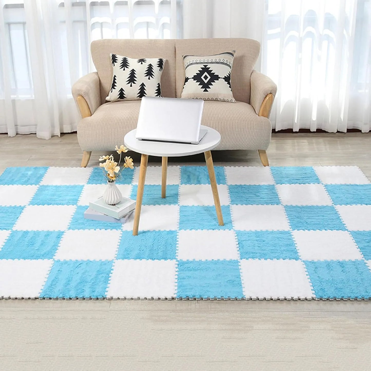 Soft Luxury Velvet EVA Foam Baby Play Mat – (10 pcs) Set