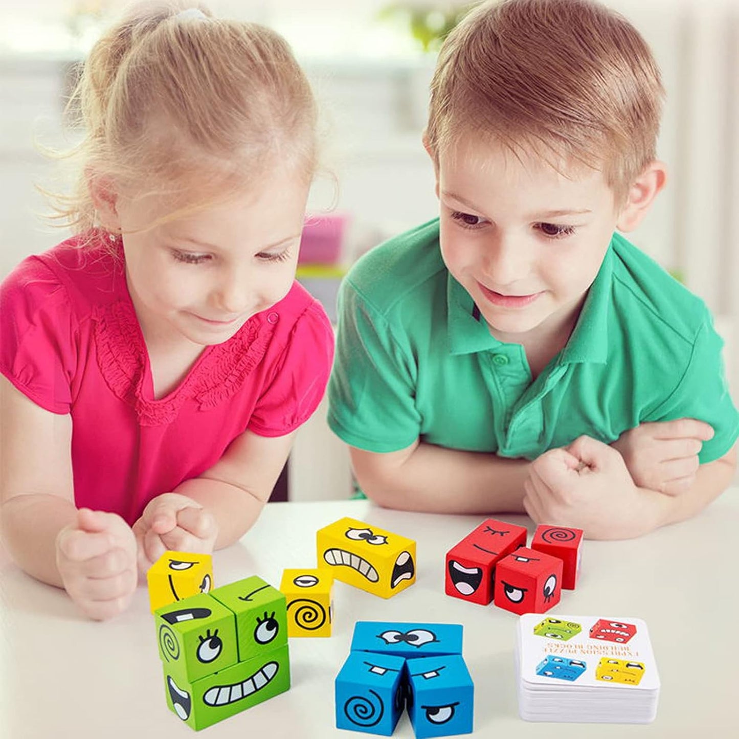 Wooden Face Changing Puzzle Cube With Bell for Kids