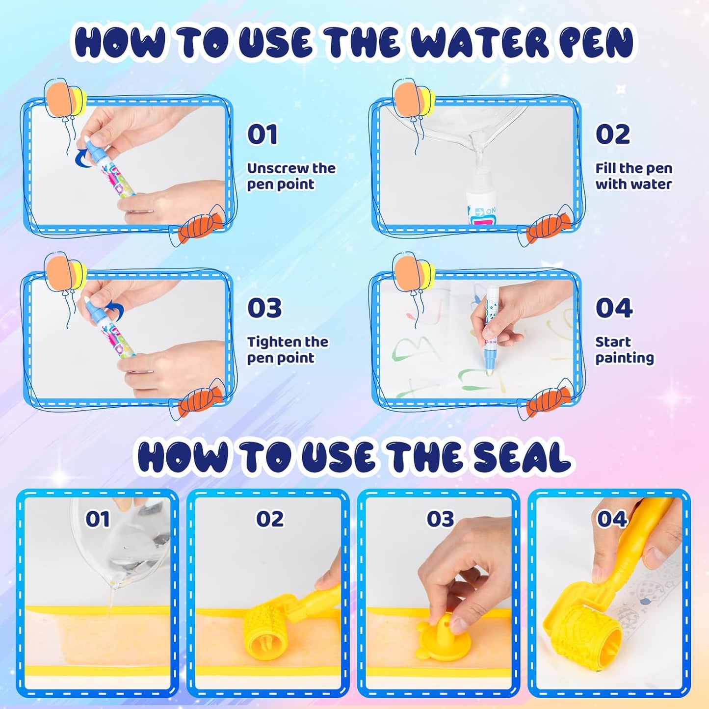 Water Doodle Drawing Mat for Kids 100x80 CM