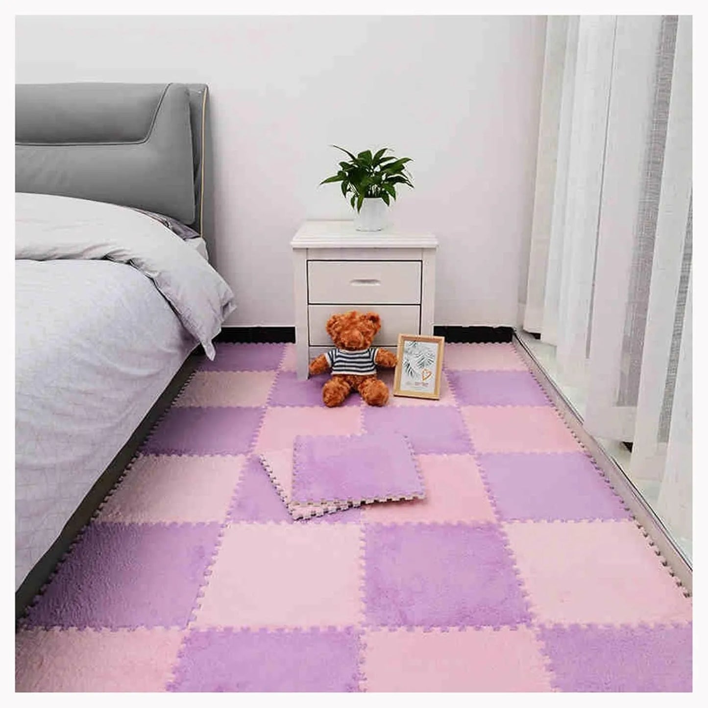 Soft Luxury Velvet EVA Foam Baby Play Mat – (10 pcs) Set