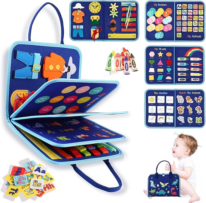 Toddlers Busy Board Montessori Toys || 5 Leaf 10 Page