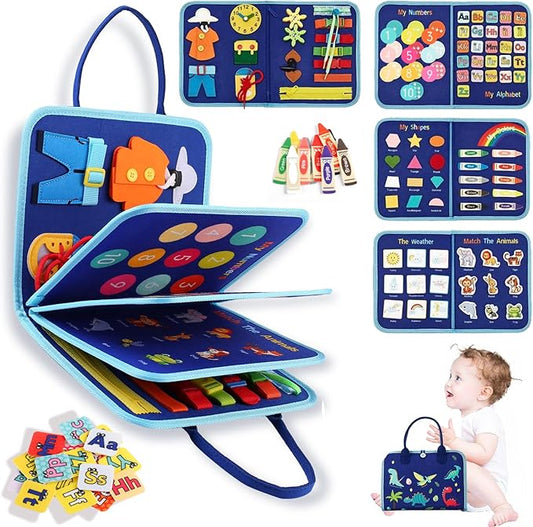 Toddlers Busy Board Montessori Toys || 5 Leaf 10 Page