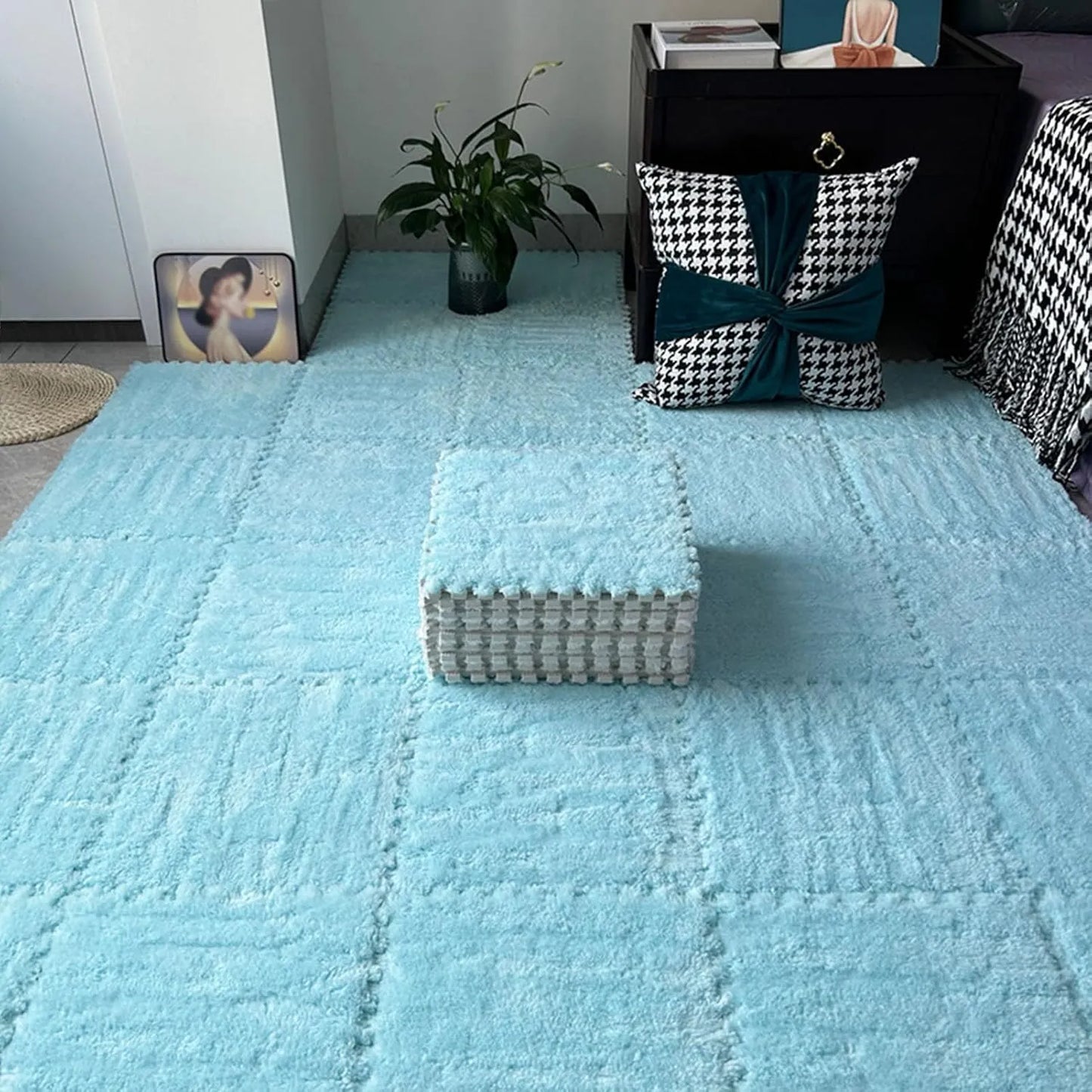 Soft Luxury Velvet EVA Foam Baby Play Mat – (10 pcs) Set