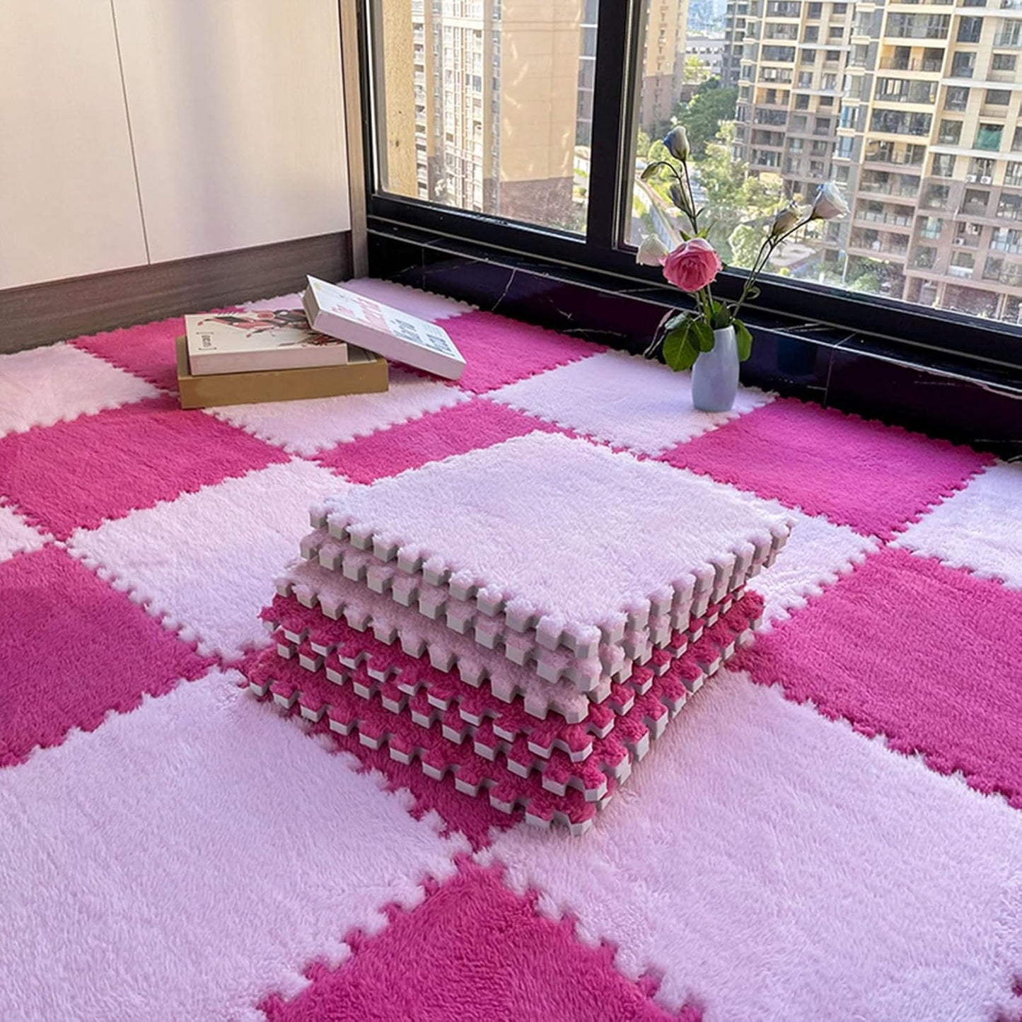 Soft Luxury Velvet EVA Foam Baby Play Mat – (10 pcs) Set