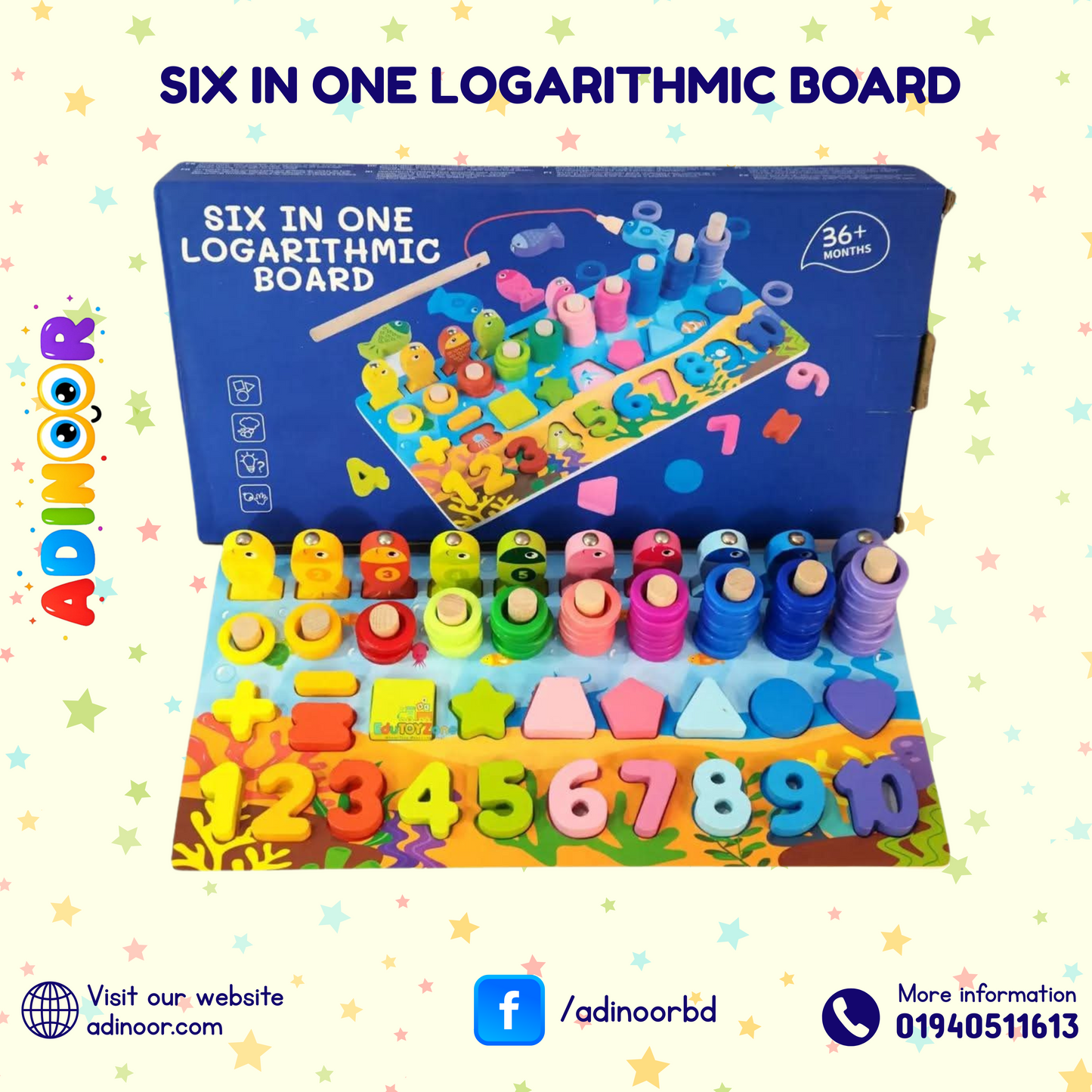 6-in-1 Montessori Educational Puzzle Board