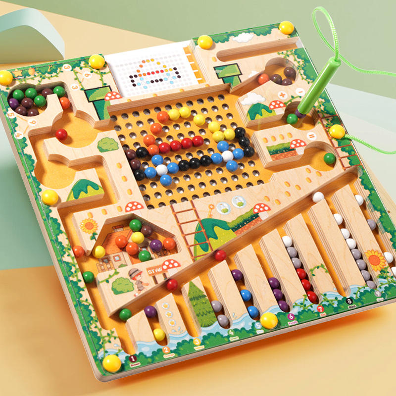 Wooden Magnetic Color Sorting Maze Toy
