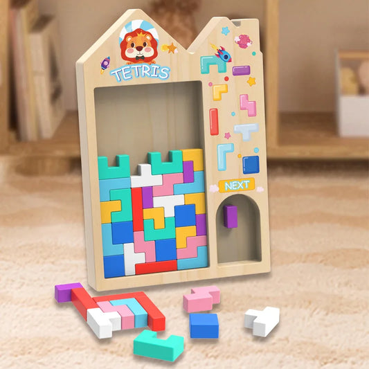 3D Colorful Building Blocks Puzzle Game – Montessori Wooden Tetris