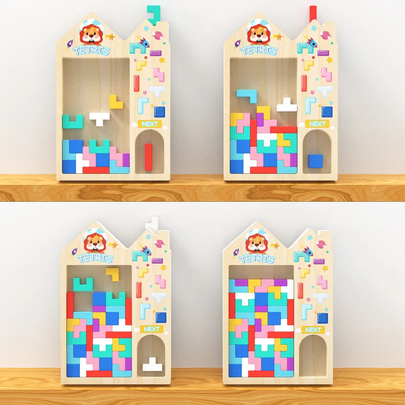 3D Colorful Building Blocks Puzzle Game – Montessori Wooden Tetris