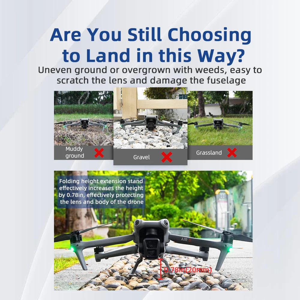 BRDRC Landing Gear for DJI Air 3/Air 3S Foldable Extension Support Legs Dorne Heighten Bracket Protector Feet Stand Accessories