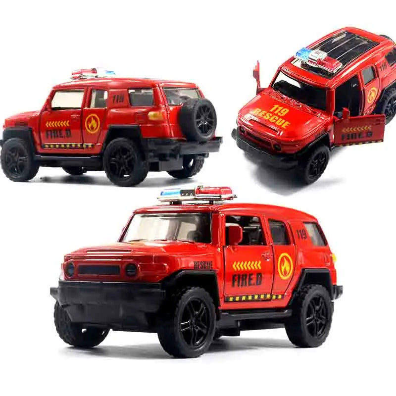 Toy Police Car Fire Truck Public Security Car Children's Toys with Sound Light Alloy Car Model Return Toys