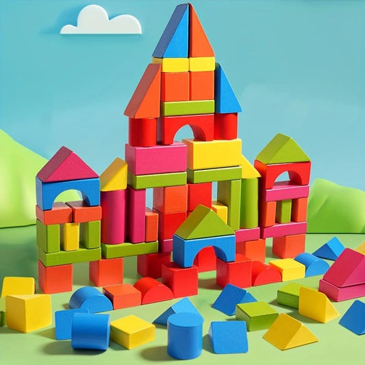 Wooden Colorful Building Blocks Puzzle Toy