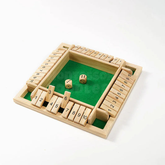 Classic Shut The Box – Wooden 4-Player Number Game